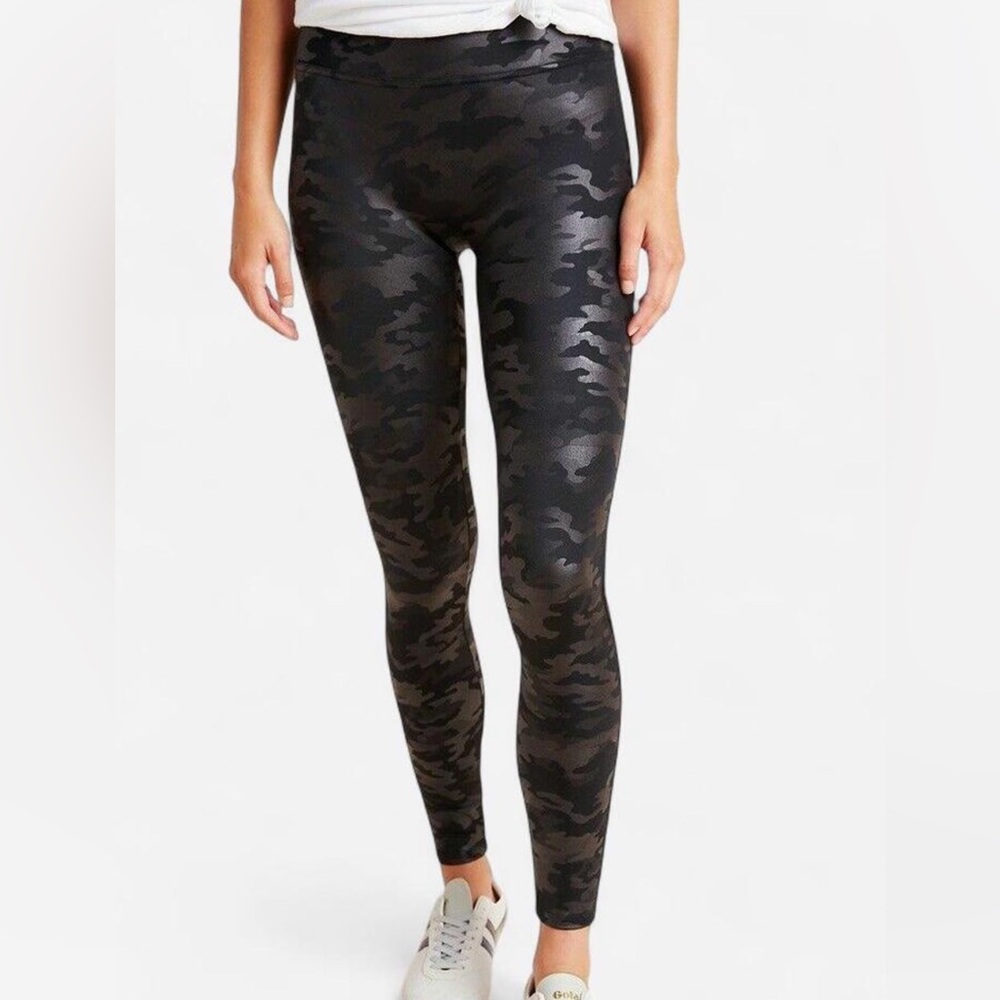 SPANX Faux Leather Camo Leggings